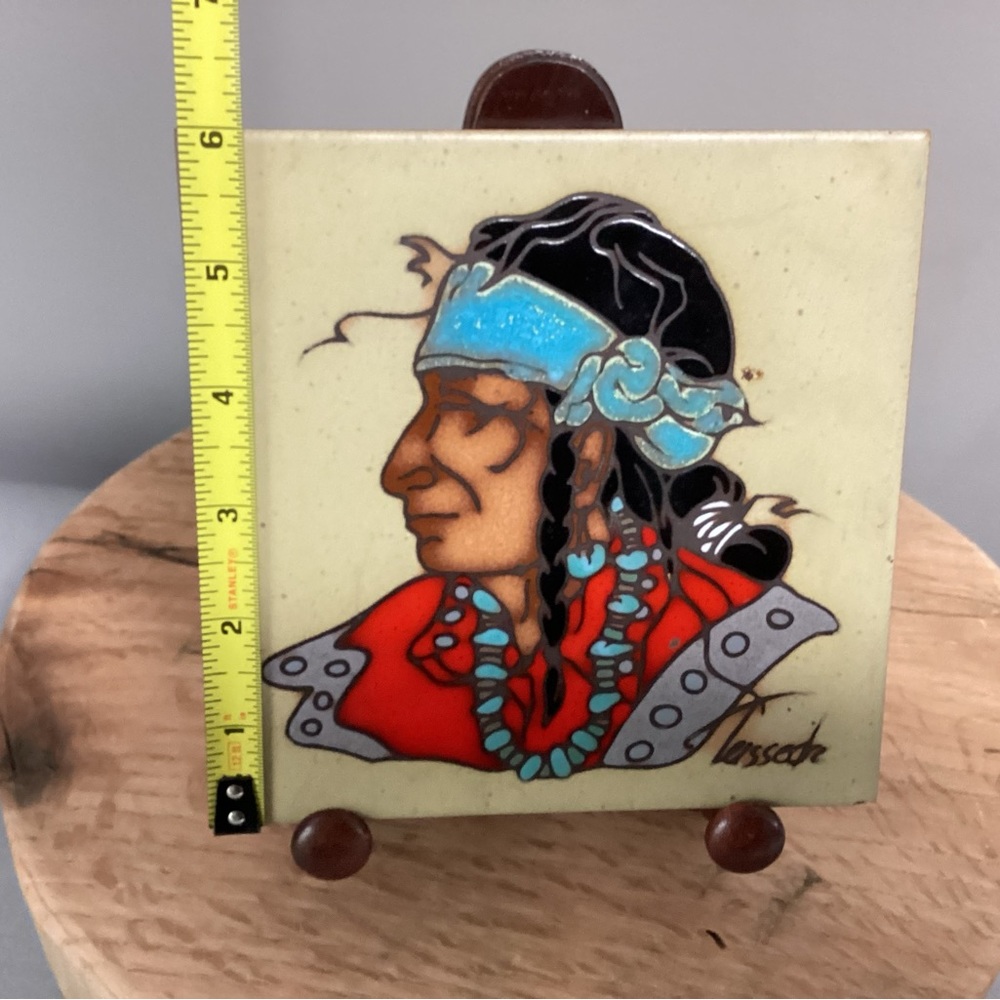 🔴 Vintage - Artist Cleo Teissedre - Kiln Fired - Hand Painted - Ceramic Tile - Picture 13 of 14
